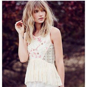 Free People lace embroidered tank top